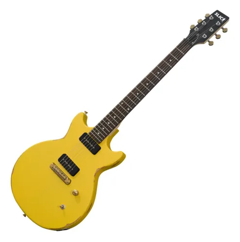 Slick SL60 TV E-Gitarre TV Yellow - Gitarren, SL60 Serie mit Sumpfesche-Korpus und handgealterten P-90 Pickups für einen einzigartigen Klang und Vintage-Charme.