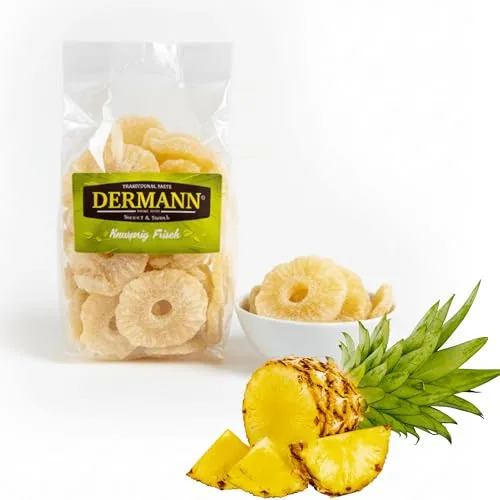 Kandierte Ananas 350g | saftig, fruchtig und aromatisch | schonend getrocknet Ananasringe, ideal als Snack oder Topping (Ananas)