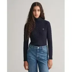 Gant für Damen. 4800102 Achter-Strickpullover mit Schwanenhals aus Stretch-Baumwolle in Navy (XS), Lässig, Marine