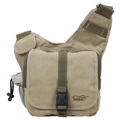 Kalahari Fototasche Kikao K-51 canvas-khaki - Kamerataschen mit robustem Canvas-Material, ideal für Fotografen, die stilvoll und sicher ihre Ausrüstung transportieren möchten.