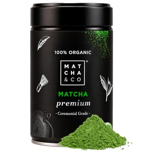 Matcha & CO | 100 % biologischer Premium-Matcha-Tee 80 g [Zeremonielle Premiumqualität]. Bio-Grünteepulver aus Japan. Zeremonieller Bio-Matcha-Tee. 100 % natürlicher Premium-Matcha-Grüntee