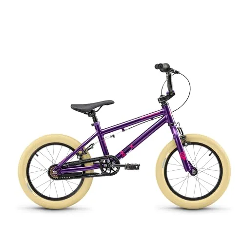 S'COOL XtriX Mini 16 Zoll BMX, lila - Freestyle BMX Rad, entwickelt in Deutschland für höchste Fachhandelsqualität. Robuster Rahmen und optimierte Geometrie für maximale Kontrolle bei Tricks und actionreichen Fahrten.