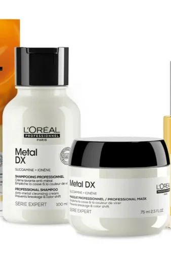L'Oréal Professionnel Paris Serie Expert Metal DX Discovery Trio - Haarpflege-Set mit 3 Produkten: Shampoo, Maske und Öl. Beugt Haarbruch vor, entfernt Metallpartikel und schützt die Haarfaser für rundum gesundes Haar.