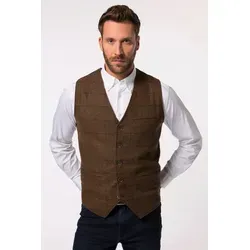 JP1880 Steppweste Karo Strickrücken 7XL - Funktionsjacke in dunklem Karamell, ideal für große Größen bis 7XL, mit einem stylishen Karo-Muster und bequemem V-Ausschnitt.