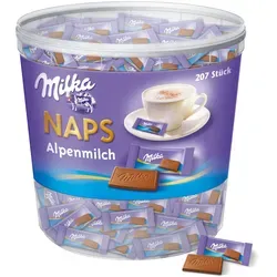 Milka Pralinen Naps Alpenmilch 207 Portionen (1kg) - Schokolade, zarte Milka Alpenmilch Pralinen einzeln verpackt, perfekt als Wurfmaterial für Karneval oder Fasching.