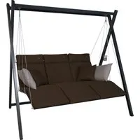Hollywoodschaukel Relax Smart Coffee - Gartenmöbel mit ergonomischem Sitz, Platz für 3 Personen und abziehbaren, waschbaren Kissen für höchsten Komfort. Korrosionsgeschütztes Gestell aus verzinktem Stahlrohr, Made in Germany.