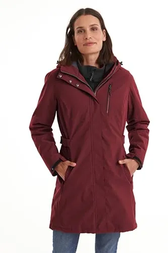 killtec Damen Funktionsparka KOW 165 WMN PRK, weinrot - Funktionsjacke mit 10.000 mm Wassersäule und abzippbarer Kapuze, ideal für Outdoor-Aktivitäten und umweltfreundlich dank PFAs-freier Imprägnierung.