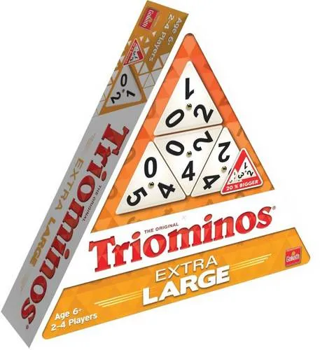 Triominos Extra Large - Gesellschaftsspiel für 2-4 Spieler, 56 dreieckige Steine für spannenden Spielspaß in der Familie