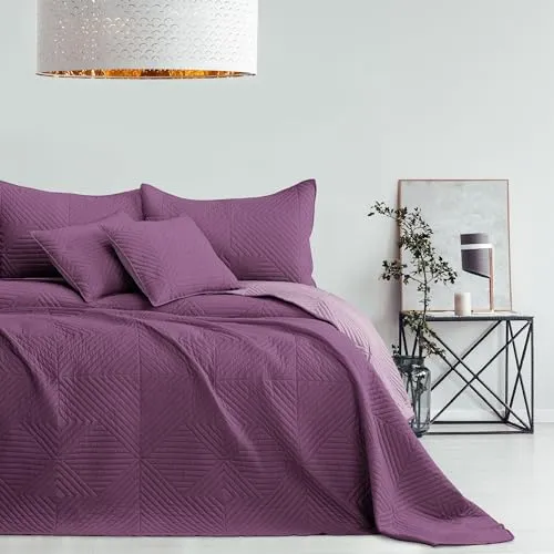AmeliaHome Tagesdecke violett Flieder 220x240 - Zweiseitig & Elegante Steppung - Bettdecken: Praktische, zweiseitige Tagesdecke mit Ultrasonic-Steppung in violett und Flieder. Ideal für jeden Wohnbereich und als Geschenkidee. Pflegeleicht und waschbar bei 30 Grad.