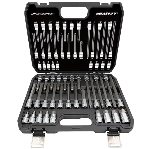 30tlg H5-H22 Innensechskant Steckschlüssel Satz - Steckschlüsseleinsätze, 30-teiliges Set mit gängigen Größen für optimale Kraftübertragung, ideal für Profis und Hobby Handwerker.