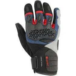 Richa Bogota Motorrad Handschuhe, schwarz-rot-blau, Größe M für Männer - Sommer-Tourenhandschuh mit perforierten Ledereinsätzen für hervorragende Belüftung und hoch abriebfestem Stretch-Material. Ideal für den Fahrkomfort auf langen Touren.