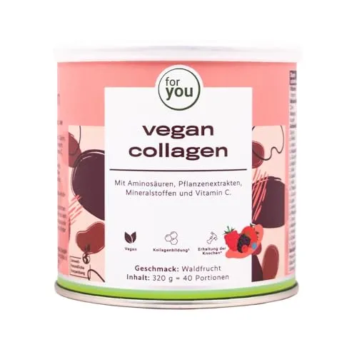 for you vegan collagen Pulver Waldfrucht + Hyaluronsäure - Vegane Typ-1-Kollagenalternative - Kollagen-Präparate mit der veganen Typ-1-Kollagenalternative VeCollal® und wertvollen Inhaltsstoffen wie Biotin und Vitamin C für schöne Haut, Haare und Nägel.