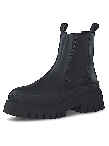 Tamaris Damen Chelsea Boot 1-25494-41 003 - Wanderschuhe mit herausnehmbarem Fußbett und echtem Leder, COMFORT-Lining für höchsten Tragekomfort und 7 cm Blockabsatz.
