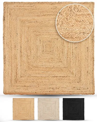 carpetfine Teppich Nele Juteteppich aus 100% Jute - Rechteckiger, handgewebter Wendeteppich aus Naturfaser, 160 cm x 160 cm, feuchtigkeitsregulierend und schmutzabweisend für ein angenehmes Raumklima.
