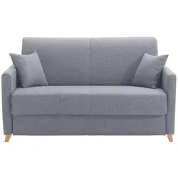 Miliboo Schlafcouch Skandy, Grau, 95x95x158 cm - Praktische Schlafcouch für Wohnzimmer: Tagsüber gemütliches Sitzen, nachts einfach in eine Liege umwandelbar. Inklusive Stauraum und hergestellt in Italien.