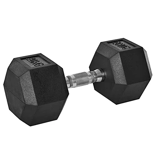 HOMCOM Gummi-Hantel Metall, Gummi - Hanteln & Gewichte – Sechseck-Hantel aus langlebigem Metall und Gummi, ideal für zu Hause, im Fitnessstudio oder Büro. Rutschfeste Rändelung sorgt für sicheren Halt während des Trainings.