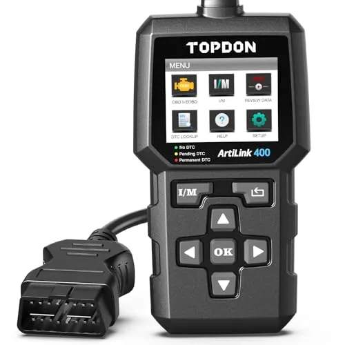 TOPDON AL400 OBD2 Diagnosegerät - Praktisches OBD-II Diagnosewerkzeug zur einfachen Fahrzeuganalyse. Ideal für die I/M-Bereitschaftsprüfung und mit 10 Funktionen ausgestattet.