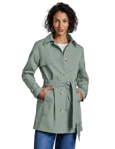 Trenchcoat STREET ONE Damen Gr. 44 mint grün - Funktionsjacke mit Bindegürtel für eine feminine Silhouette. Der Baumwollmix bietet angenehmen Tragekomfort und der V-Ausschnitt verleiht einen eleganten Look.