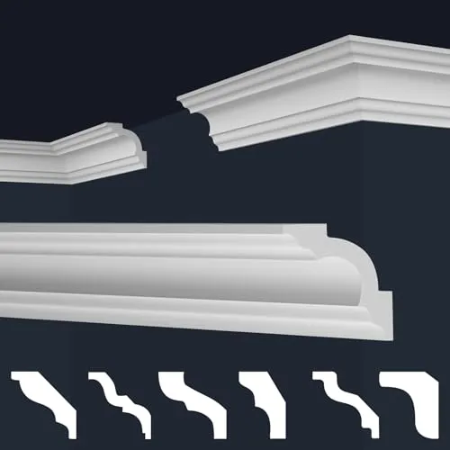 marbet design Stuckleiste E-14 - 30 Meter Zierleisten für stilvolle Decken - Deckenleisten aus XPS Styropor, leicht zu verarbeiten und ideal für kreative Raumgestaltungen.