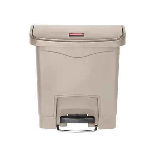 Rubbermaid Slim Jim 15 Litre Step-On Wastebasket - Beige - Haushaltszubehör mit platzsparendem Design und geräuscharmem Deckel; robustes Tretpedal für lange Lebensdauer und einfache Reinigung.