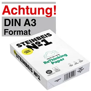STEINBEIS Recyclingpapier No.1 DIN A3 - 80 g/m², 500 Blatt, ideal für Duplex-Druck und vielseitige Büroanwendungen