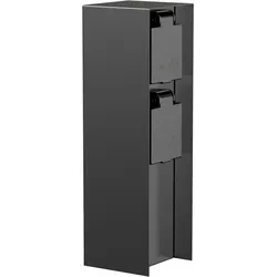 ledscom.de Garten Steckdosensäule POMI für außen, IP44, 2-fach, Edelstahl, schwarz, eckig - Moderne 2-fach Steckdosen-Säule für den Außenbereich. Robuste Edelstahlkonstruktion mit IP44-Schutz für eine sichere Stromversorgung im Garten. Ideal für Lichterketten, Rasenmäher und Elektrogrills.