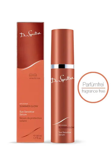 Dr. Spiller SUMMER GLOW Sun Sensitive Serum SPF 30 - Sonnenschutzmittel mit hohem UVA/UVB-Schutz, ideal für empfindliche Haut. Das leichte Serum zieht schnell ein und bietet einen strahlenden Glow ohne Film – perfekt für den täglichen Gebrauch.