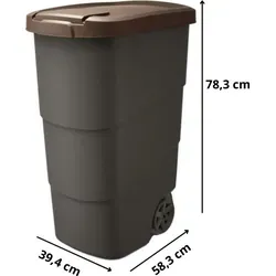 FORTENA 90L Mülleimer mit Rädern und Deckel - Mülltonne aus hochwertigem Kunststoff, ideal für Garten und Haushalt, mit praktischen Rädern und Deckel für einfachen Transport und Geruchskontrolle.