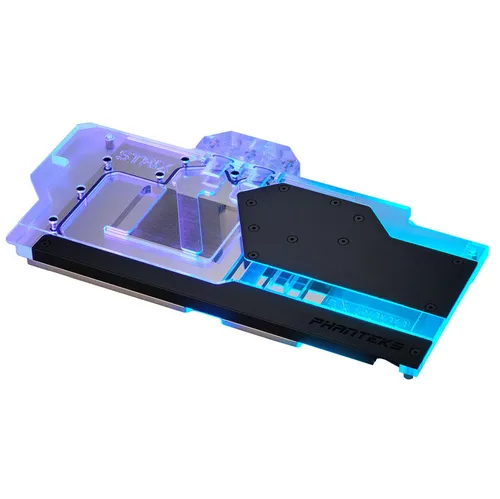PHANTEKS Glacier G6000 STRIX GPU Water Block - Full-Block Kühler für ASUS RX 6800/6900, mit transparentem Acrylglas und schwarzem Aluminium-Cover, bietet integrierte digitale RGB-Beleuchtung für ein stylisches Gaming-Setup.