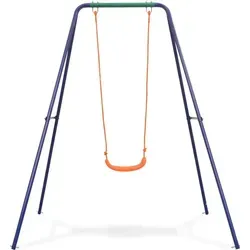 vidaXL Einzelschaukel Orange - Robuste Outdoor-Schaukel für Kinder - Schaukeln für Kinder von 3-10 Jahren, witterungsbeständig und einfach aufzubauen. Maximale Belastbarkeit von 45 kg, inkl. Bodenanker und Montagezubehör.