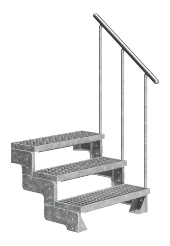 Dolle Außentreppe Gardentop mit Geländer - 80 cm Breite - Außentreppe mit verzinktem Geländer und Gitterrost, ideal für den Garten oder Außenbereich, bietet Sicherheit und Stabilität.