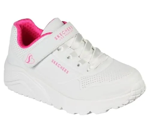 SKECHERS UNO LITE Kinder Sneaker, Gr. 34, weiß - Sneaker aus Lederimitat mit Klettverschluss, ideal für Kinder. Besonders bequem dank Skechers Air-Cooled Memory Foam und im angesagten Monochrome Look.