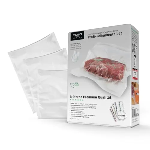 Caso Profi-Folienbeutel 3er-Set - Zubehör für Folienschweißgeräte, wiederverwendbar und reißfest – perfekt für vakuumiertes Essen, das bis zu 8x länger frisch bleibt.