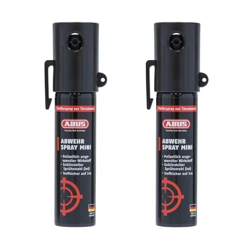 ABUS SDS80 Mini Abwehrspray – Pfefferspray zur Tierabwehr - Pfefferspray zur Tierabwehr mit bis zu 3 m Reichweite. Kompakt und handlich für Jacken- und Handtaschen, ideal für unterwegs.