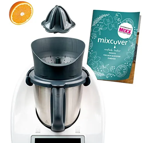 mixcover Saftpresse für Vorwerk Thermomix TM6 und TM5 - Elektrische Zitruspresse mit 2 Presskegeln, 70% schneller und inklusive Ebook Rezeptheft