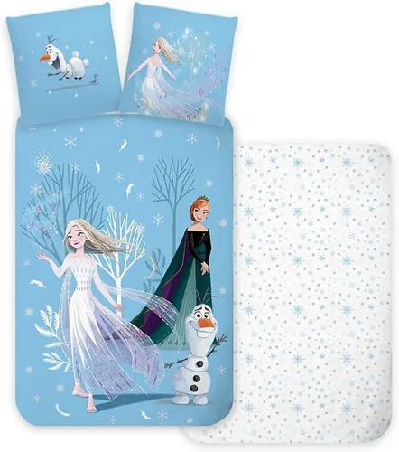 Disney Kinderbettwäsche Disney Frozen Babybettwäsche Elsa Anna Olaf 100x135 + 40x60 cm, Renforcé, 2 teilig