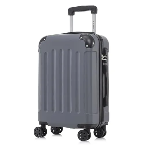 YONSLY Koffer Suitcase M Grau – Robuster Trolley Reisekoffer mit 4 Rollen - Der YONSLY Koffer Suitcase M in Grau überzeugt durch sein leichtes, stoßfestes ABS-Material und die leisen 360°-Rollen. Ideal für Reisen – sicher und komfortabel mit integriertem Zahlenschloss und ergonomischem Gummigriff.