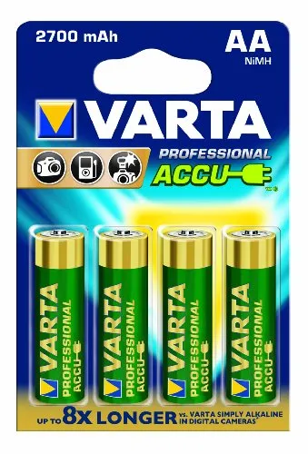 Varta Professional NiMH Akku AA Mignon 2700 mAh – 4er Pack - Hochleistungs NiMH Akkus im 4er Pack, ideal für langlebigen Einsatz in Geräten. Mit 2700 mAh Kapazität für zuverlässige Energie.