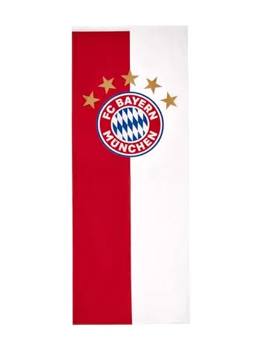 FC Bayern München I Bannerfahne Logo 300 x 120 cm - Sportfan Heim & Küche: Offizielle FC Bayern München Bannerfahne in Rot/Weiß mit großem Logo, ideal für Fans und zur Dekoration bei Spielen.