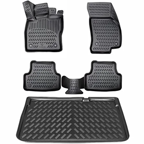 ELMASLINE 3D Gummimatten Set für Ford Focus 3 (III) 2010-2018 - Passgenaues Set für Ford Focus 3 Kombi (Turnier) 2014-2018. Hoher Schutz vor Schmutz und Wasser durch hohe Ränder. Umweltfreundlich und pflegeleicht – ideal für jeden Einsatz im Auto!