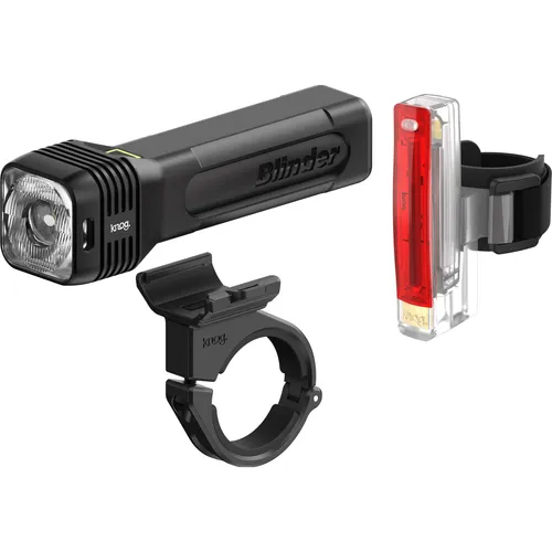 Knog Blinder 80 + Plus Twinpack Beleuchtungsset - Fahrradbeleuchtung mit StVZO-Zulassung und 500 Lumen, sorgt für optimale Sichtbarkeit und Sicherheit im Straßenverkehr.