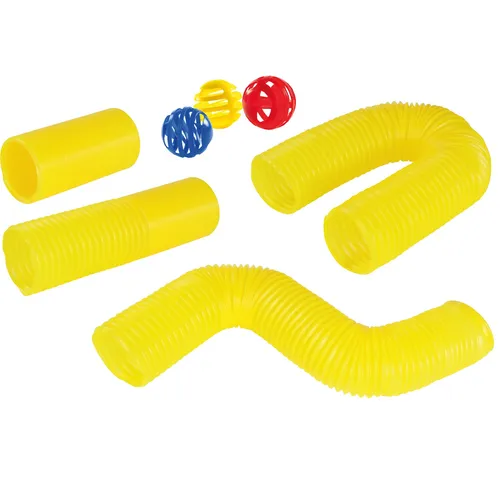 EDUPLAY 120711 Mega Flexi Pipe - Bällebahn zum Selbstgestalten - Outdoor-Spielzeug für kreative Kinder. Mit 6 flexiblen Röhren und 3 Waffelbällen können sie ihre eigene Bällebahn gestalten und erleben!