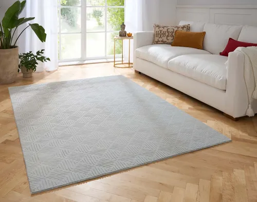 TaraCarpet Teppich Taipe-Piastrella Hasenfell extra weich Hoch-Tief-Struktur, rechteckig, Höhe: 13 mm, Hasenfell Welle grau Wohnzimmer Schlafzimmer Esszimmer 60X110