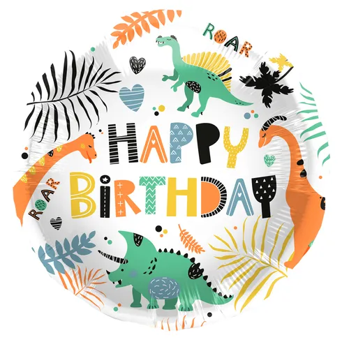 Folienballon Happy Birthday Dinosaurier 45cm Heliumgeeignet Geschenk Kinder