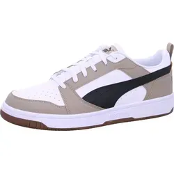 Puma Rebound v6 Low White-Black-Ice Coffee EU 44,5 - Sneaker mit basketball-inspirierter Silhouette, ideal für Alltag und Freizeit. Robuste Kunstleder-Oberfläche und SoftFoam+ Innensohle sorgen für optimalen Komfort und Dämpfung.