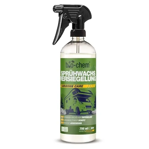 bio-chem Sprühwachs Versiegelung 750 ml Spray I Flüssiges Carnauba Wachs zur Lackversiegelung für alle KFZ wie Auto, Caravan und Motorrad I Strahlender Glanz und Langzeit-Schutz vor Witterung
