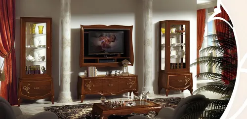 Xlmoebel TV-Board Italienische Vitrine aus Holz mit modernem Design und Stauraum (Wohnwand), Hergestellt in Italy