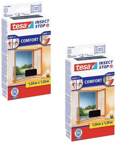 tesa Fliegengitter-Gewebe Insect Stop Comfort für Fenster - Fliegengitter, einfacher Insektenschutz ohne Bohren, mit selbstklebendem Klettband und effektiver Durchlüftung für allergikerfreundliche Räume.