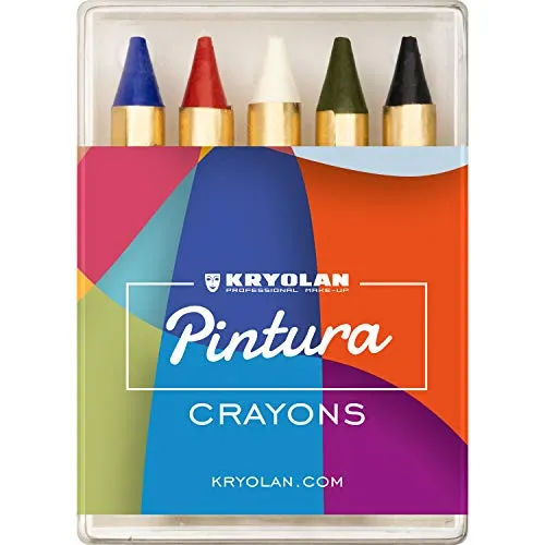 Kryolan Pintura Crayons Schminkstifte, 5 Farben, ohne Parfüm, glutenfrei - ideal für Kinderschminke, Party, Karneval, Fasching & Halloween
