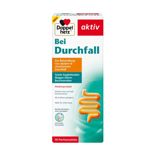 Doppelherz Bei Durchfall flüssig Sticks 10 St - Arzneimittel zur schnellen Linderung von Durchfall, praktisch verpackt in Sticks für unterwegs und einfach in der Anwendung.